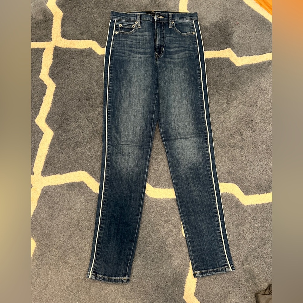 Banana Republic high rise skinny with tuxedo striping